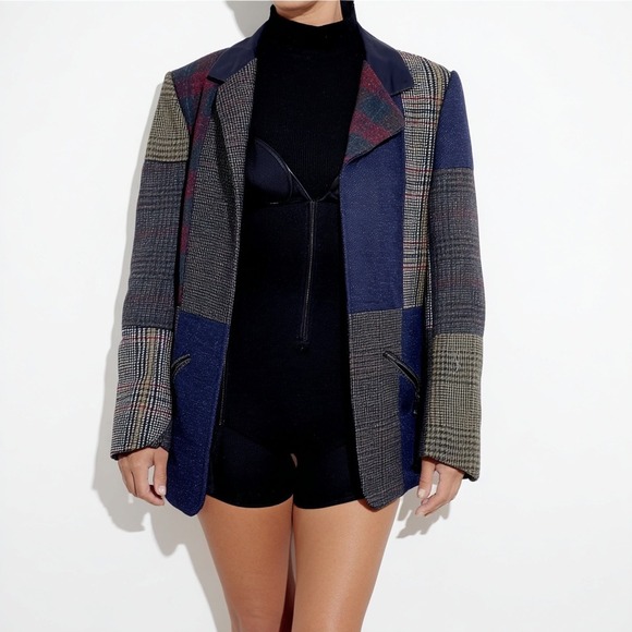 Character Suburbanwear Wool Blend Abstract Patchwork Zip Jacket - Size 6 - Picture 1 of 7